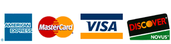 We accept Visa, Mastercard, American Express and Discover/Novus